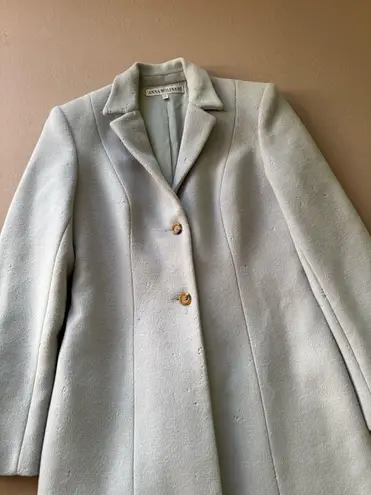 Vintage Anna Molinari Single Breasted Cashmere Wool Coat Blue