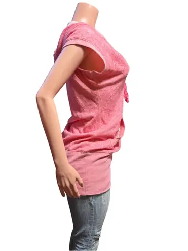 Pulp short sleeve hooded pink tee top M Size M