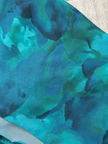 Mesh Strapless Maxi Dress Slit Side Bodycon Long Dress Size Small Blue