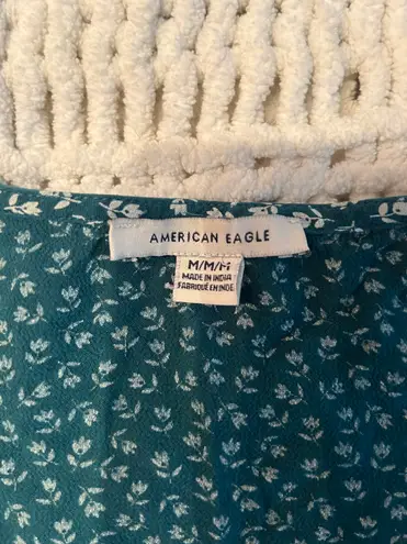 American Eagle Green / White Floral Sundress