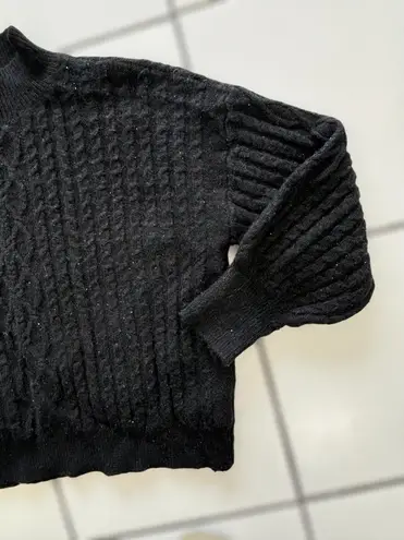 Vince Camuto Women’s XL Black Mock Neck Cable Knit Pullover Relaxed Fit Sweater