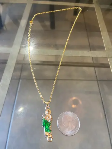 Handmade Golden St. Jude Pendant Necklace Trendy Vintage Portrait Pendant Necklace