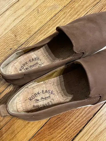 Kork-Ease Peyton Leather Slip-On Sneakers Flats NWOT Loafers moccasin White Sole Trim Brown tan daily super comfy preppy work