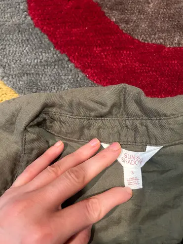 Sun & Shadow  Olive Green Romper Jumpsuit Short Sleeve 100% Cotton Size Small - Image 2