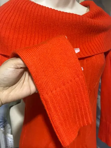 Say What? Say What Orange Sweater Midi Dress-Cold shoulder Cowl neck dress women size M