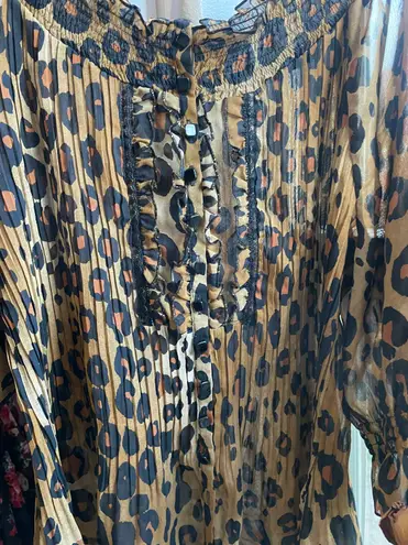 Women’s Y2K animal print sheer top Brown