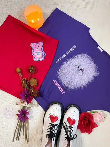 Vintage 80s retro rare Fuzz balls ADORABLE purple graphic tee Size M