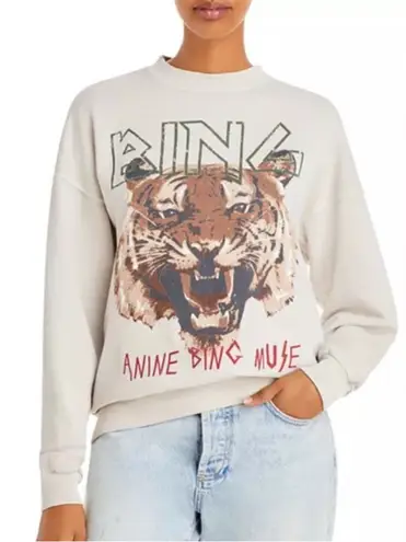 ANINE BING Tiger Muse Stone Crew Pullover Sweatshirt 100% Organic Cotton Size XS