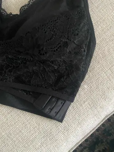 Womens sports front cross side buckle push up lace non wired bralette bra NWOT Black Size L