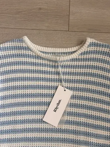 Rhythm NWT Corsica Striped Knit Oversized Sweater in Blue Stripe