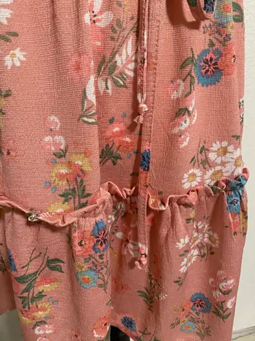 Shosho Mini Skirt Pink Floral Pull On Elastic Waist