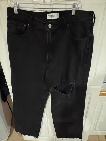 Abercrombie & Fitch Abercrombie Black High-Rise Relaxed Jeans 90s thumbnail 1