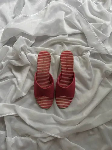 White Stag Stripped Open Toe Wedge Sandals