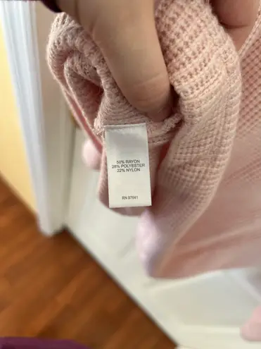 J.Jill  Pink Waffle Knit Henley Pullover V-neck Sweater