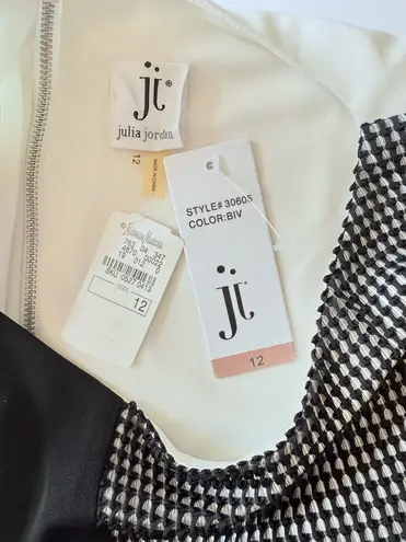 Julia Jordan Elegant Black White Colorblock Sleeveless Sheath Dress Size 12 NWT
