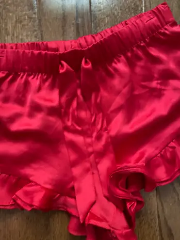 Victoria's Secret Like new Victoria’s secret red satin ruffle mini low rise sleep shorts 