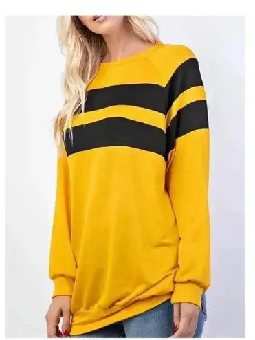 🆕Rae Mode Comfy Yellow Doble Stripe Long Sleeve Tunic M 🆕 Size M