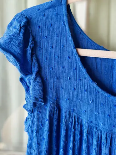 Kori America Women’s Size Small Blue Tiered Mini Dress • Ruffled Cap Sleeves