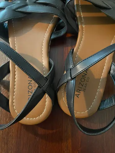 Arizona Jean Company Arizona Jeans Co. Black Women's 9.5 Strappy Ankle Strap Flat Sandals