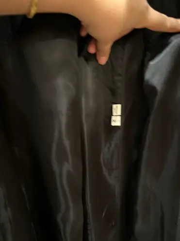 Marvin Richards Vintage Long Wool Coat Double Breasted Black Fur Collar Size 2