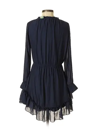 Deja Vu Navy Blue Long Sleeve Tiered Mini Dress