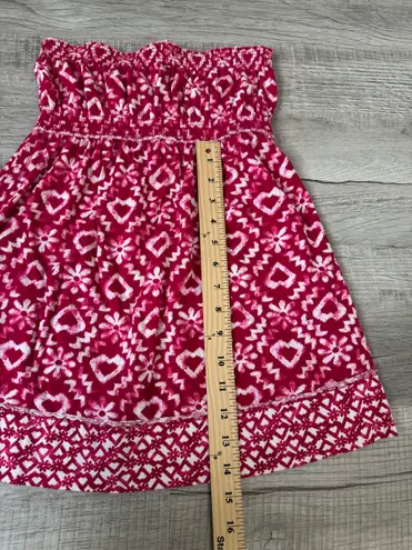 So Wear It Declare Strapless Smocked Top Pink White Heart Floral Print L Y2K Size L