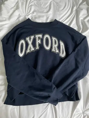 Francesca's  navy blue Oxford cropped sweatshirt