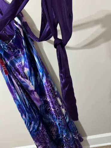 B. Smart Purple Multi- Color Animal Print Silk Size 24