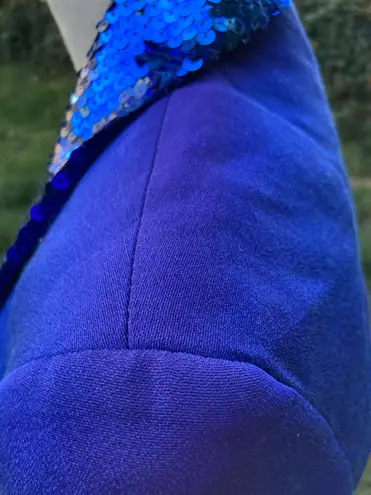 Vintage 90s Electric Blue Sequin Sleeveless Dress And Jacket Set 6