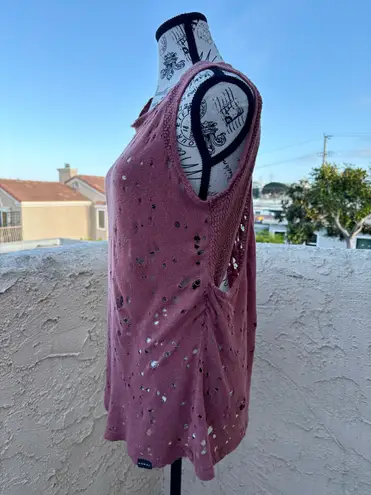 Koral Activewear Chord open back distressed tank top in sandstone size S small