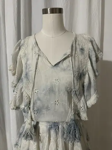 Surf Gypsy Ruffle Mini Eyelet Tie Dye Dress