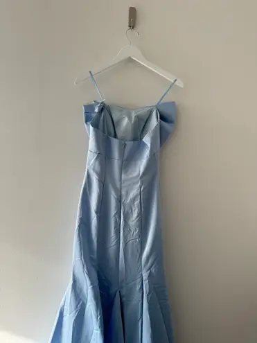 Mac Duggal Blue Strapless Bow Mermaid Gown