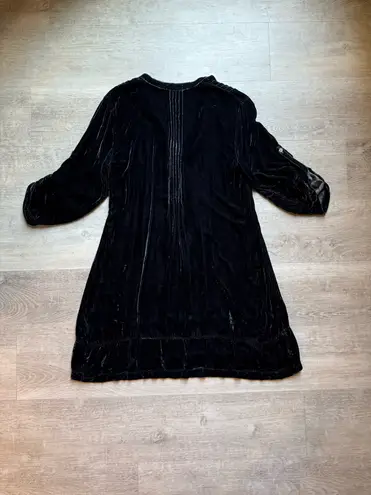 CP Shades Regina Crushed Velvet Pintucked Roll Tab Sleeves Rayon Silk Dress Sz S