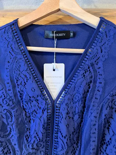 Merokeety V Neck Lace Dress