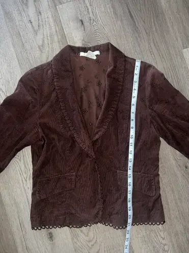 Y2k gems Vintage La Belle Dark Velvety Brown Corduroy Eyelet Blazer Jacket Size L