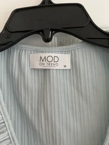 Mod On Trend Light Blue Ruffle Bodysuit thumbnail 2