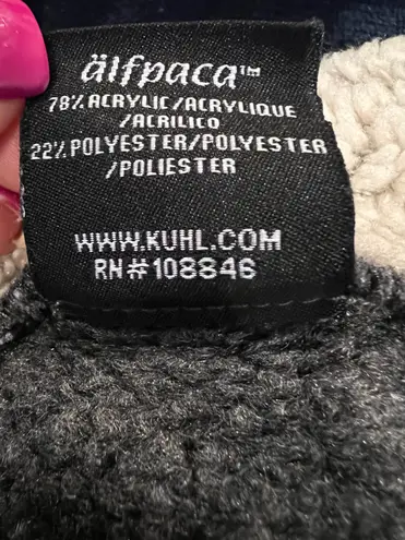 Kuhl Women's Large Alfpaca Fleece Gray 1/4 Zip Shearling Trim Pullover