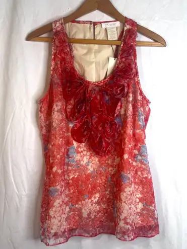 MM Couture Miss Me NWT Tank Blouse Sleeveless Floral Textured Bodice Size Large