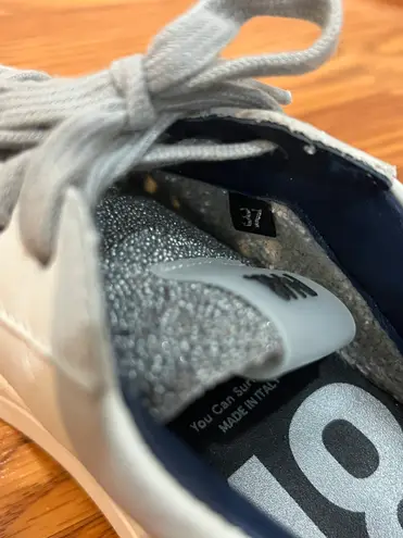 P448 Thea Platform White Sneakers with Silver Bead Detail