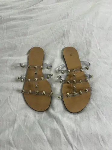 Schutz Yarin clear jelly silver studded sandals 7.5