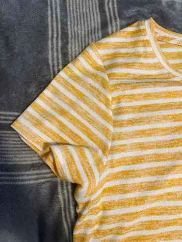 Market & Spruce Women’s White And Yellow Striped T Shirt