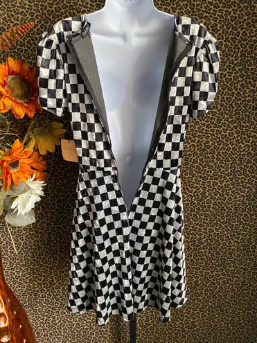 Unique Vintage Girl Power Checkerboard Velvet Flare Dress NWT | MEDIUM