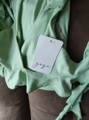 Gaze USA Gaze Green Ruffle Tank Top NWT