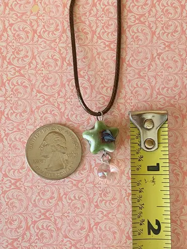 Handmade green ceramic star boho fairy cottage y2k necklace⭐️💚