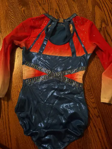 Quatro Competition Gymnastics Leotard Blue - Image 3