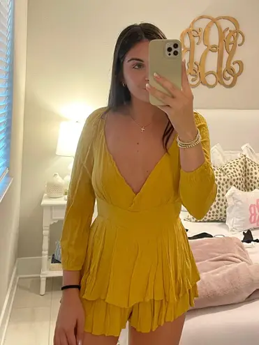 Yellow Ruffle Romper Size M