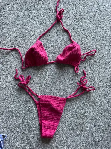 Pink Crochet Bikini Size XS