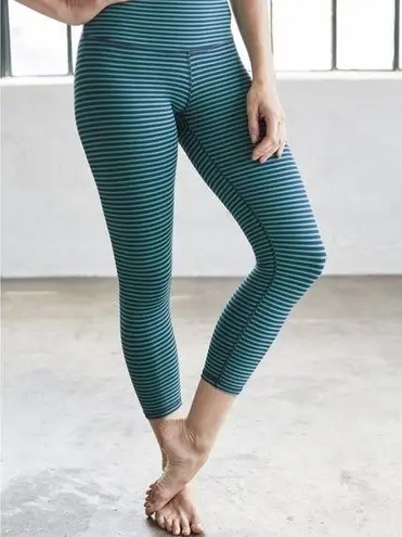 DYI Yoga Green & Blue Joyce Striped Cropped Athletic Leggings XS