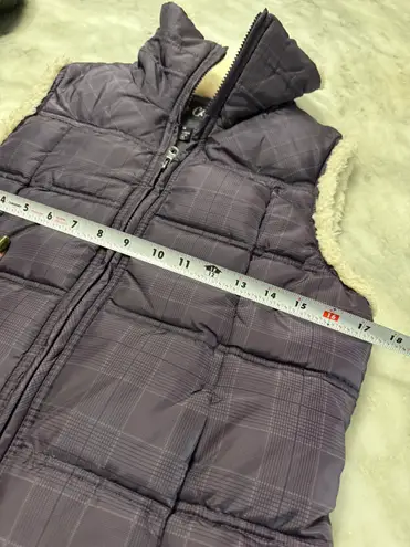 Big Chill Puffer Vest Plaid Sherpa Faux Fur Trim Jacket