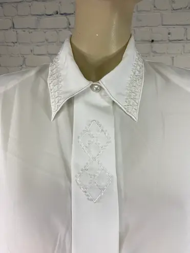Vintage Yves St Clair White Beaded Blouse 10P M Petite